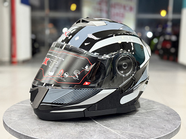 Шлем модуляр HETOSHI XD1-254 цв. Черный с белыми и серыми вставками р. M