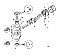 Коленчатый вал, поршни и шатуны 4-Х ТАКТНОГО ПЛМ MERCURY F15 Серийный номер от 0P075166  до 0P400999